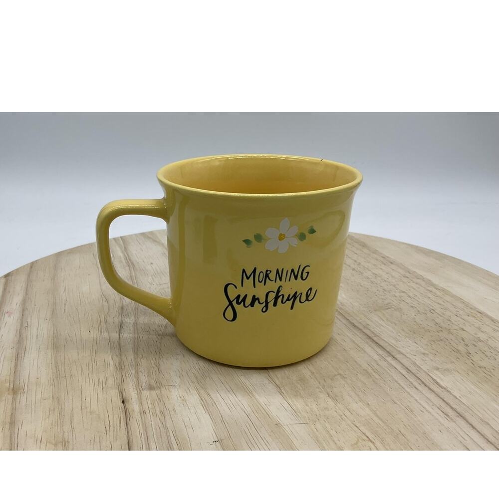 Yellow Morning Sunshine Coffee Mug Ceramic Cup Flower Graphic Kitchen Decor